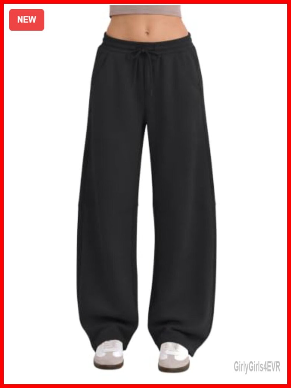 Barrel Wide Leg Fleece Sweatpants Baggy Lounge Pants Drawstring